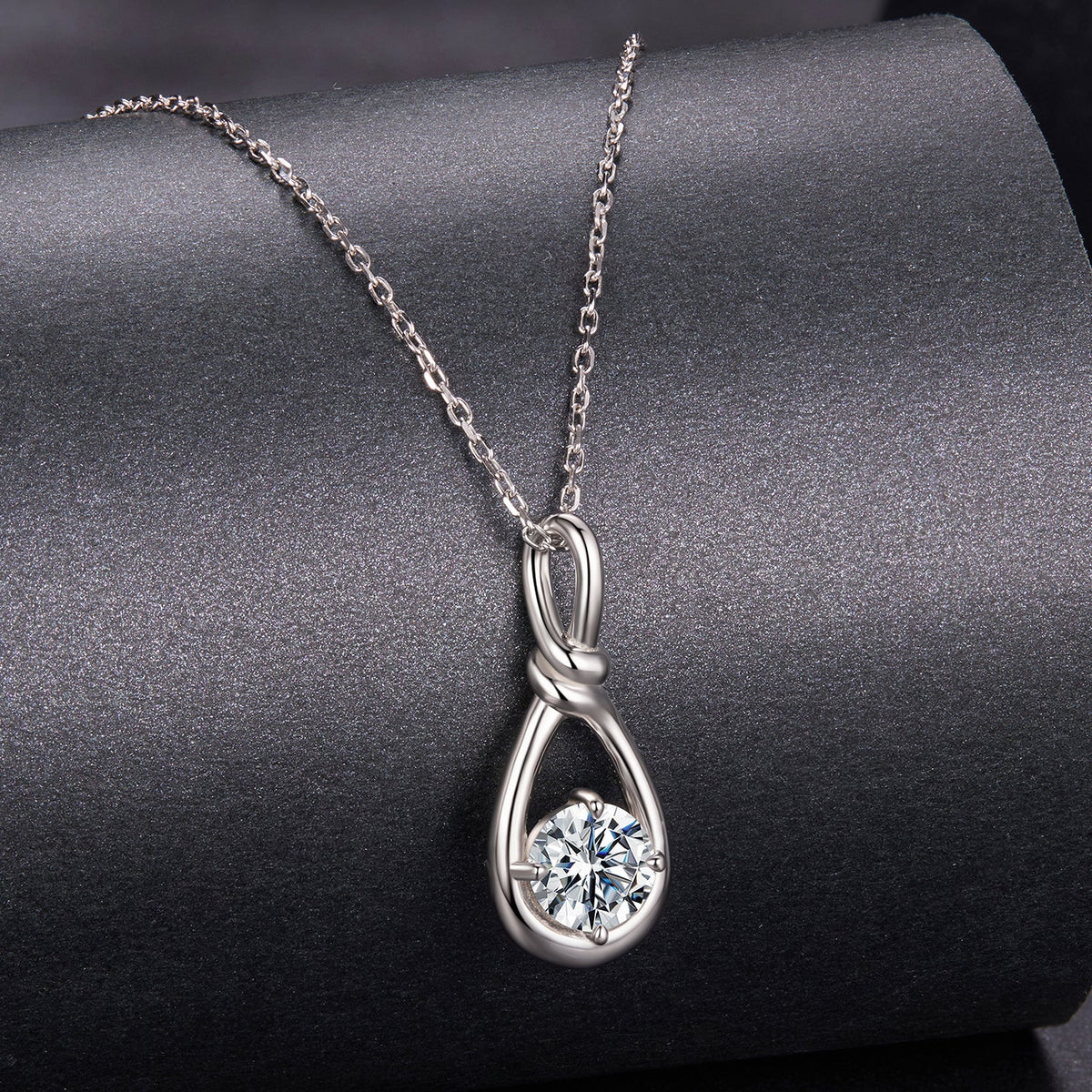 925 Sterling Silver 1 Carat Moissanite Necklace with White Gold Plating - 40+5cm Length for Women