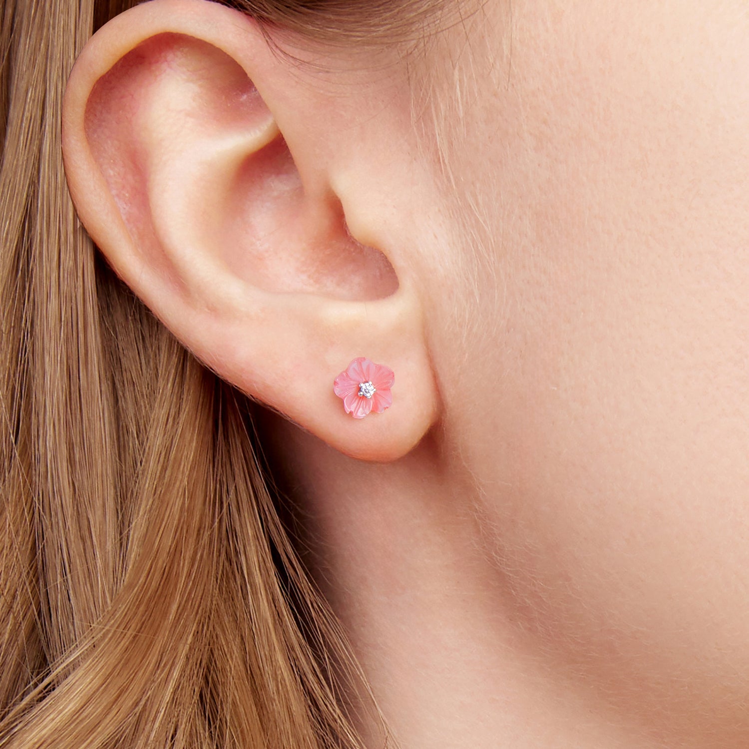 925 Sterling Silver Earrings with High-Quality Nacre and Pavé CZ, Oxidized Silver