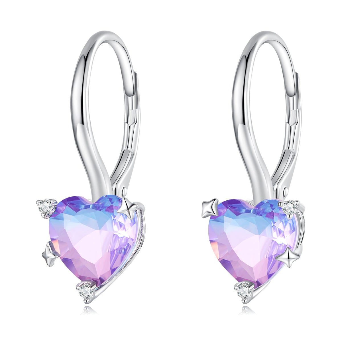 925 Sterling Silver Earrings with Pavé CZ and Plated Platinum Finish