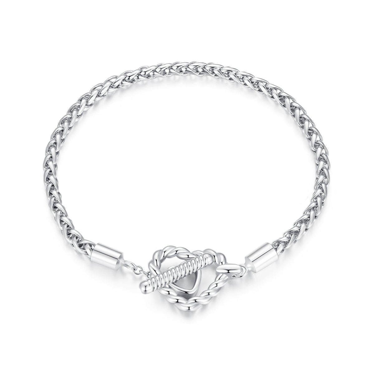 925 Sterling Silver 3.0mm Plated Platinum Bracelet Size 17.0 for Women