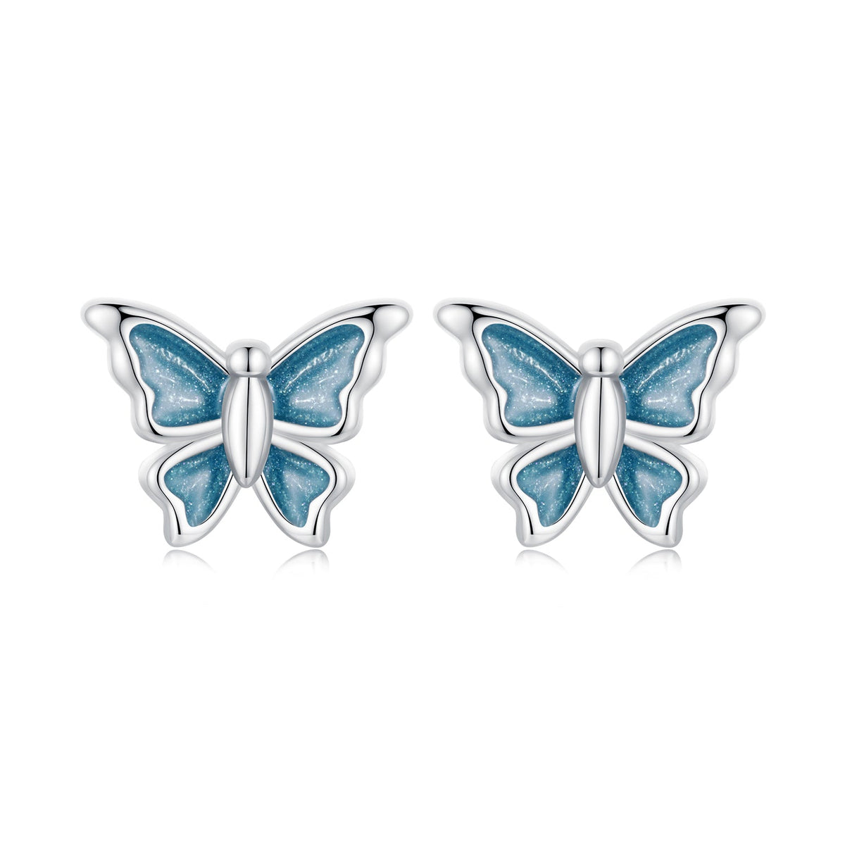 S925 Sterling Silver Earrings with Enamel Process, 6*8mm, Plated Platinum for Women