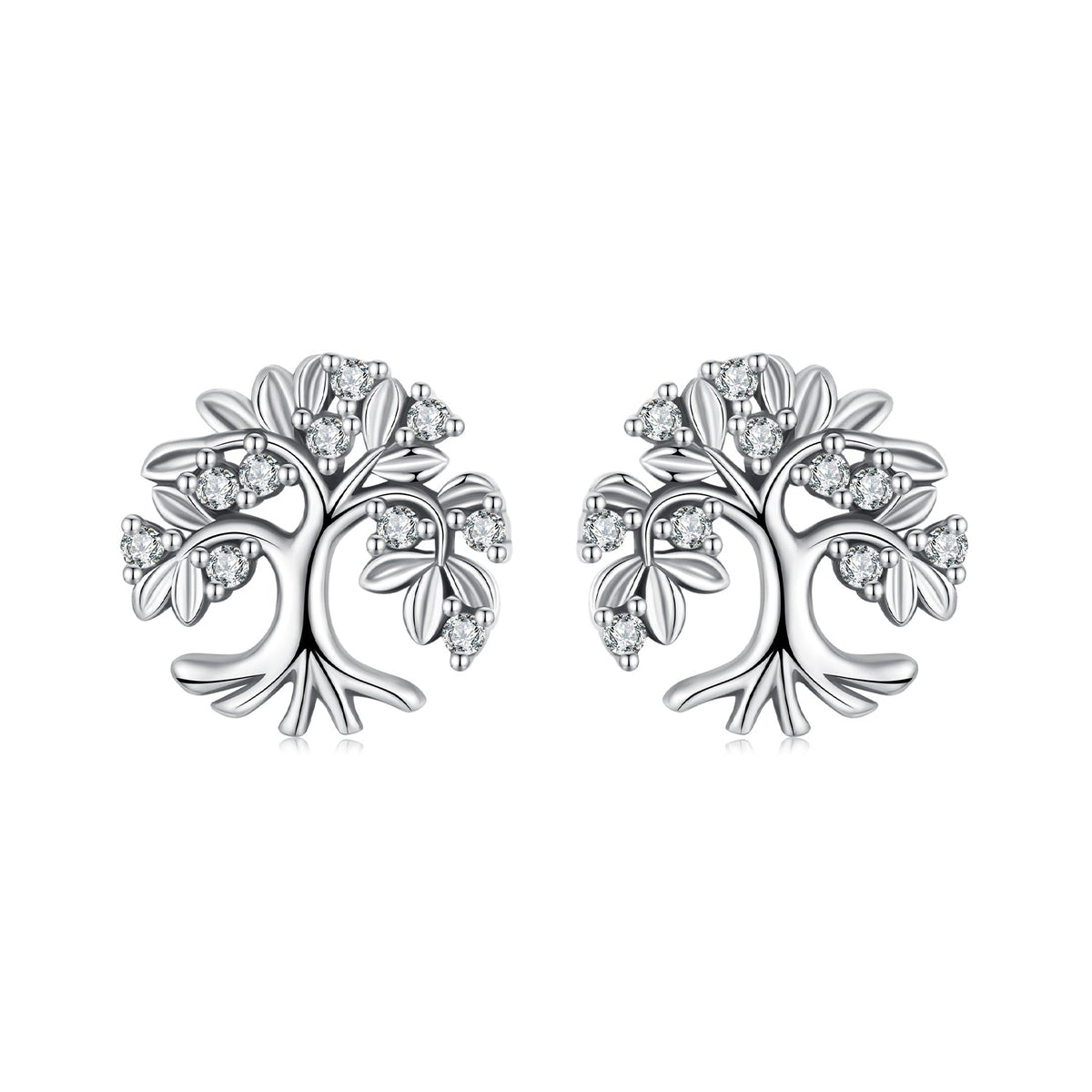 925 Sterling Silver Earrings with Pave Setting CZ - Oxidized Finish - 0.9cm