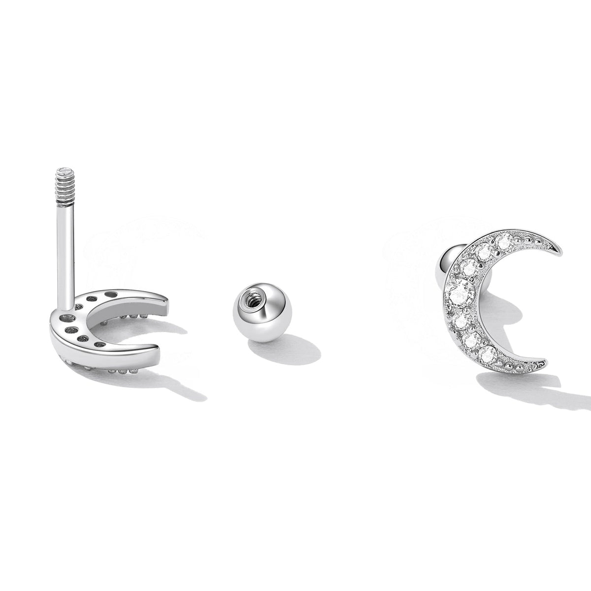 925 Sterling Silver Earrings with Pavé Setting CZ, 0.8*0.6cm for Women