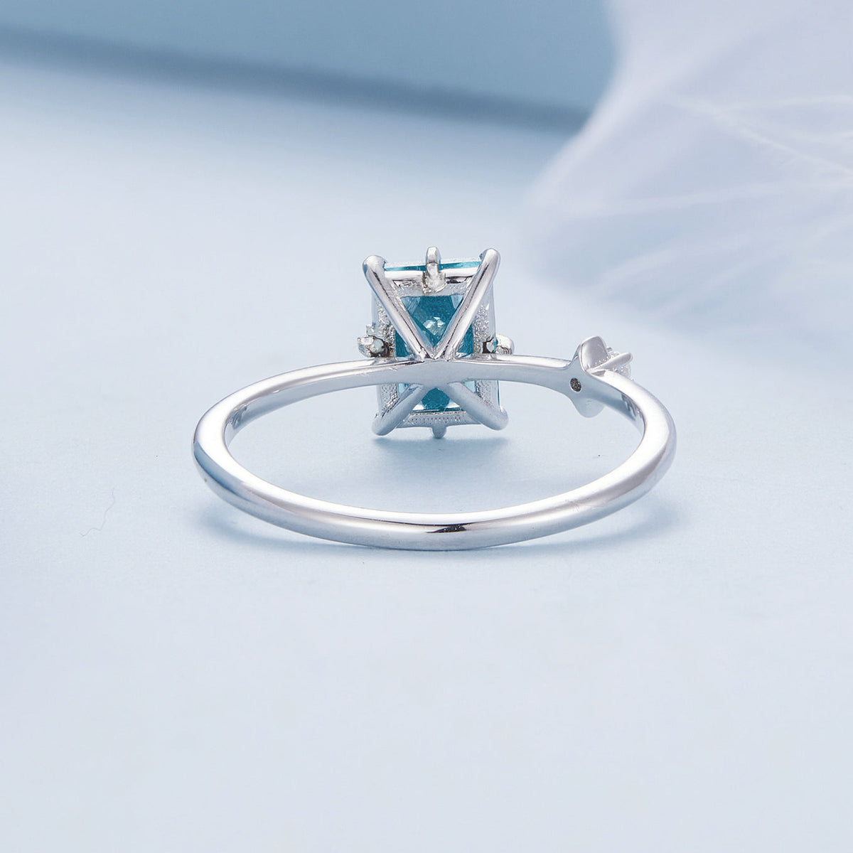 925 Sterling Silver 1.40mm Width CZ & Glass Ring Size 6 for Women