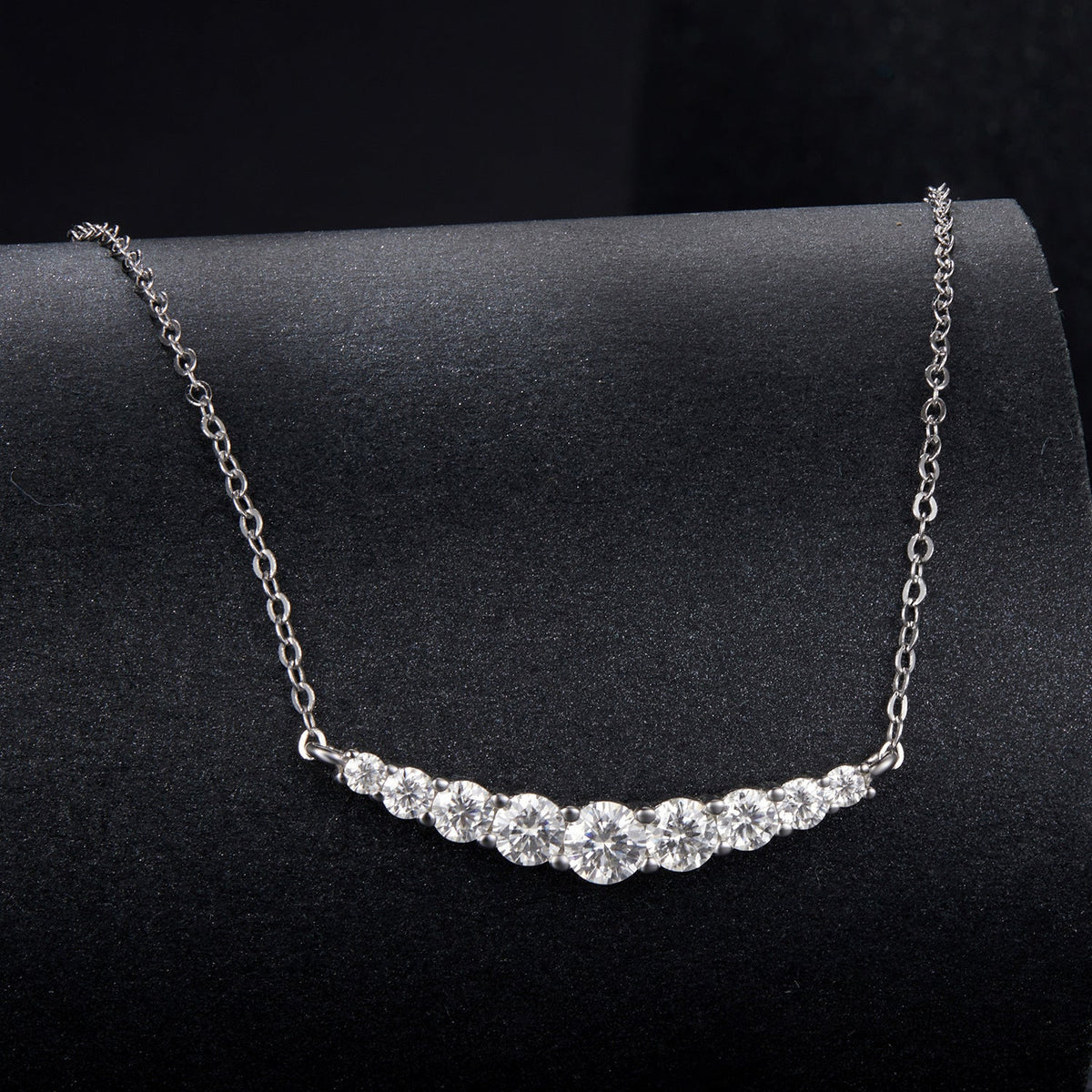 925 Sterling Silver 38+5cm White Gold Plated Moissanite Necklace for Women