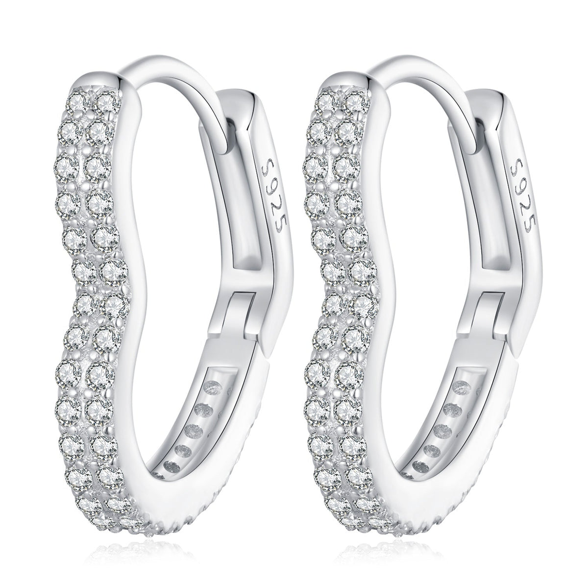 925 Sterling Silver Earrings with Cubic Zirconia in Platinum Finish