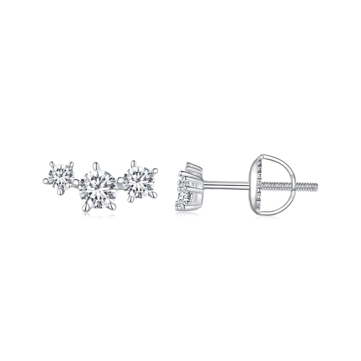 925 Sterling Silver Moissanite 0.01 Carat Earrings Size 4*9mm for Women
