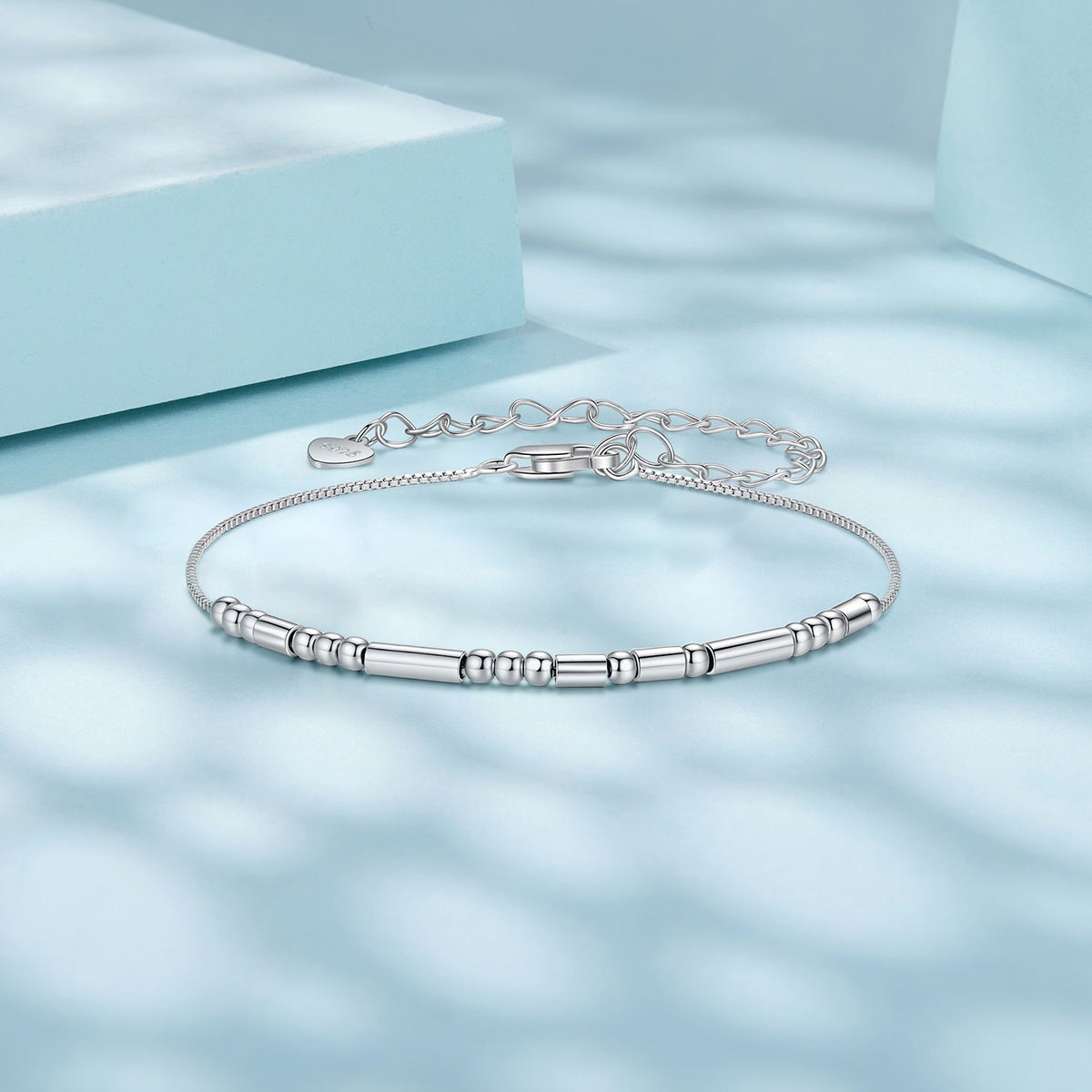925 Sterling Silver White Gold Plated Bracelet 15+6cm for Women