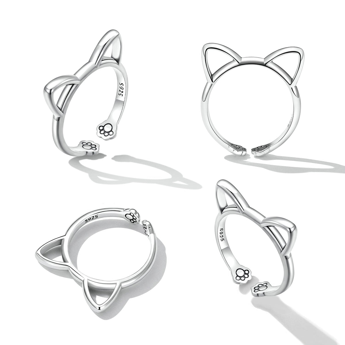925 Sterling Silver Oxidized Paw Design Ring