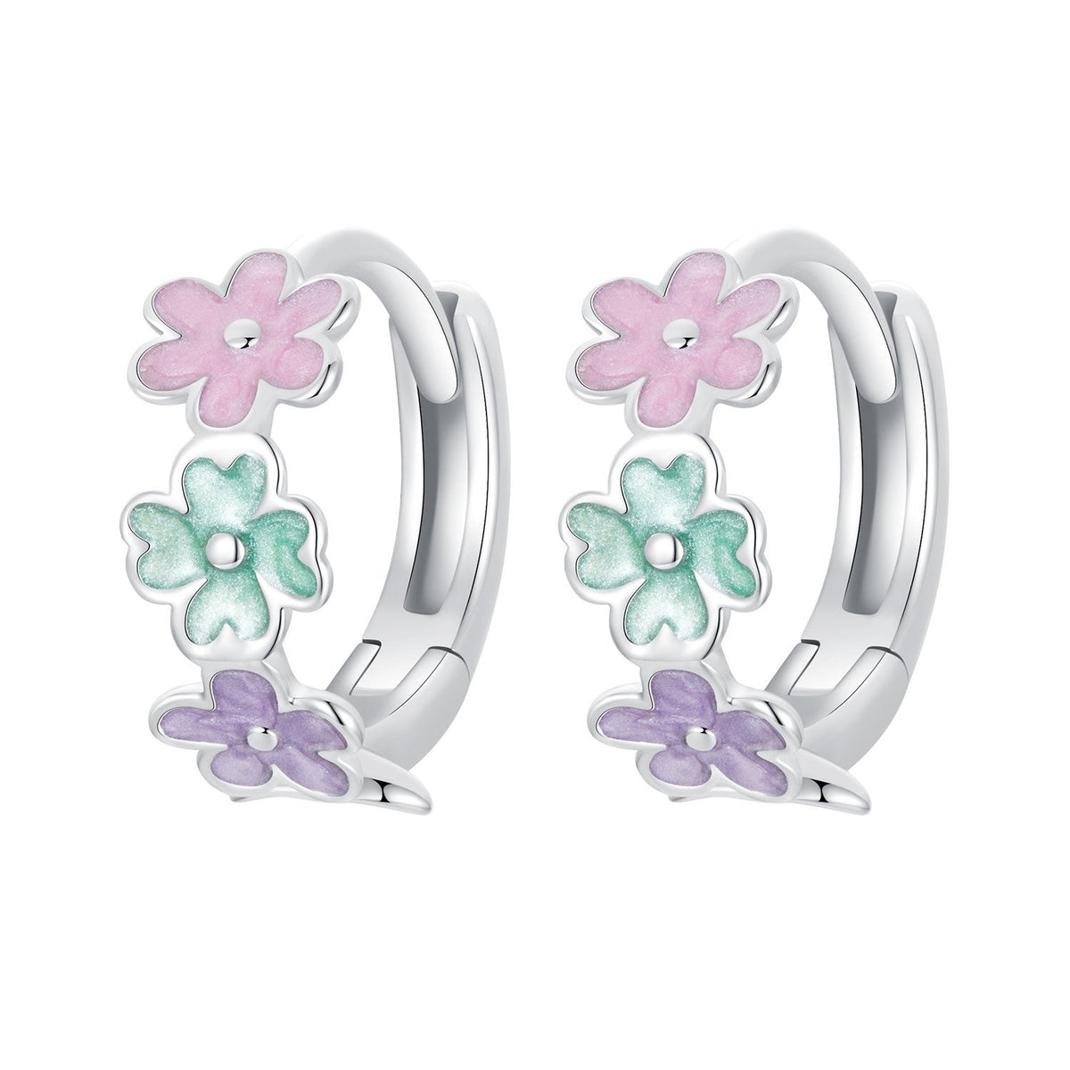 925 Sterling Silver Enamel White Gold Plated Earrings for Women