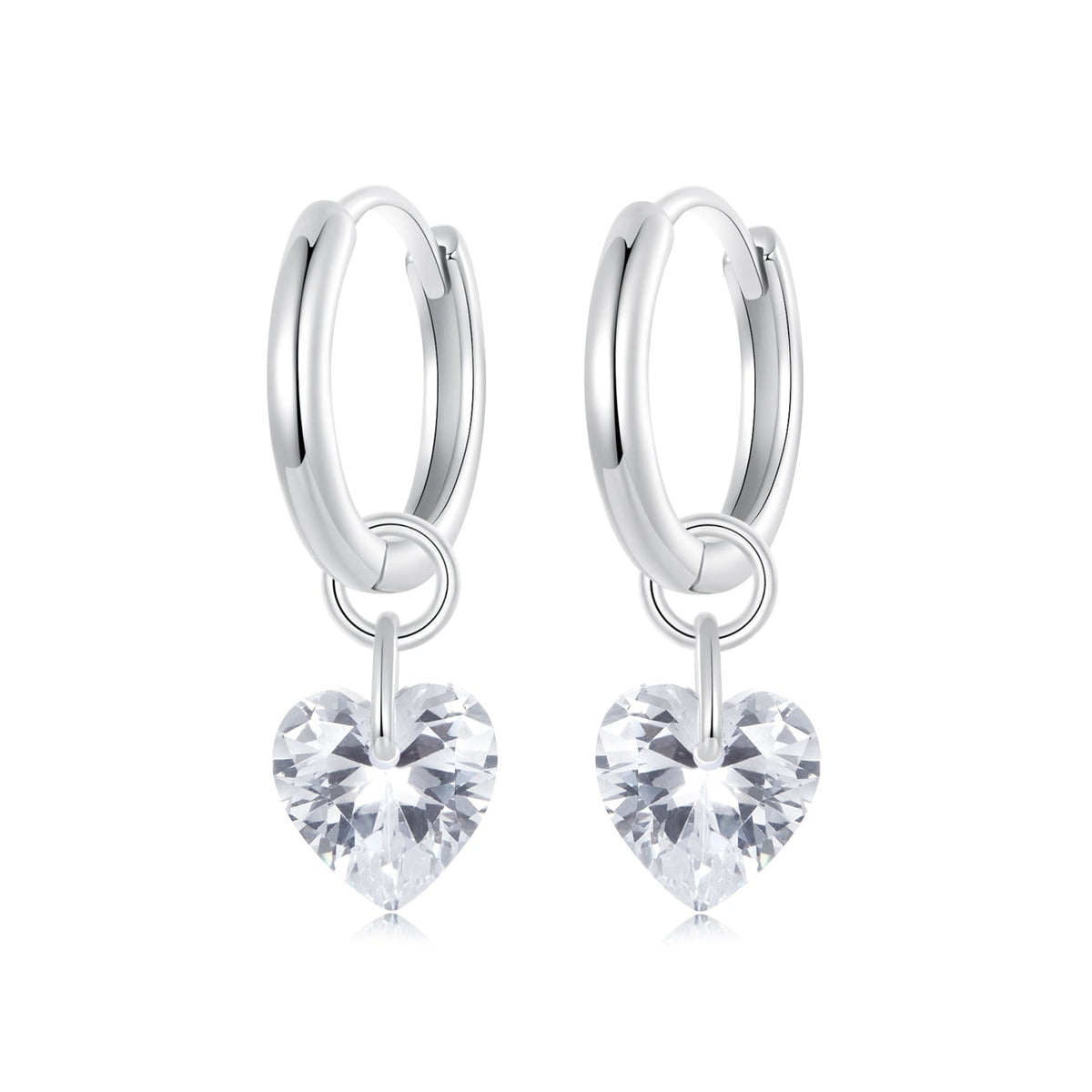 925 Sterling Silver Earrings with Pavé Setting CZ and White Gold Plating for Women