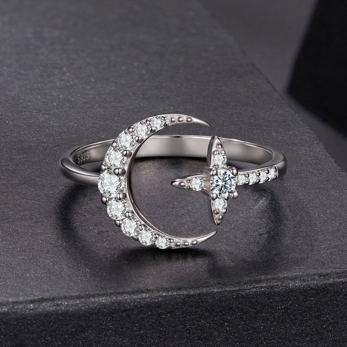 925 Sterling Silver Moissanite 0.25cm White Gold Plated Ring - Size E for Women