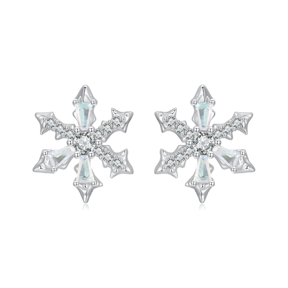 925 Sterling Silver Earrings with Plated White Gold and CZ