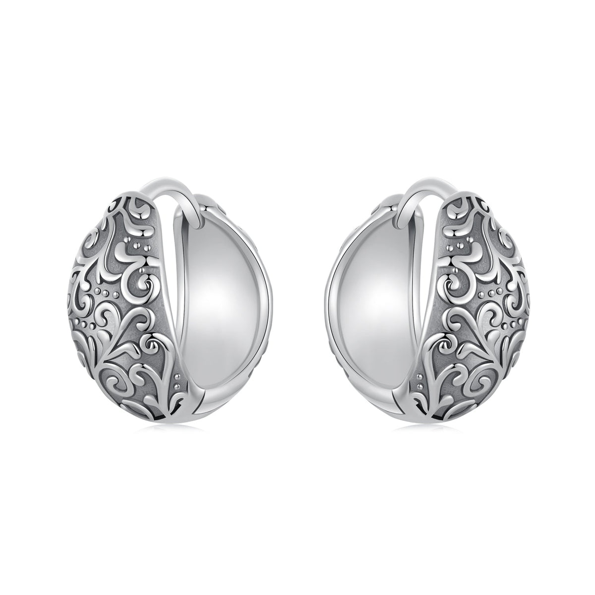 925 Sterling Silver Oxidized Silver Earrings 1.2*0.6cm for Women
