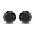 4.12 Carat Genuine Black Diamond 14K Yellow Gold Earrings