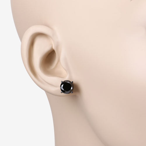 4.25 Carat Genuine Black Diamond 14K White Gold Earrings