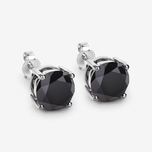 5.41 Carat Genuine Black Diamond 14K White Gold Earrings