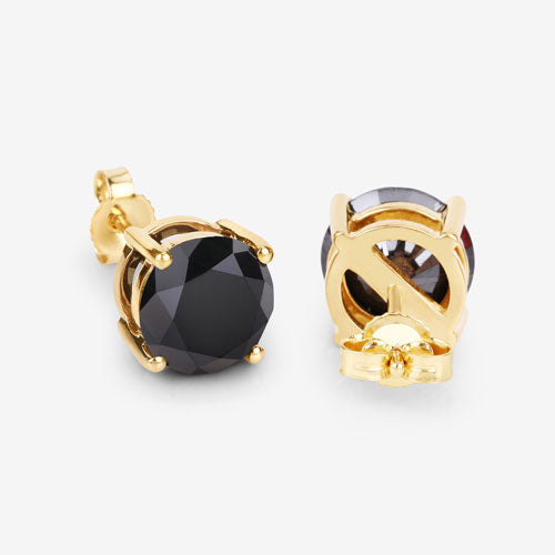 4.12 Carat Genuine Black Diamond 14K Yellow Gold Earrings