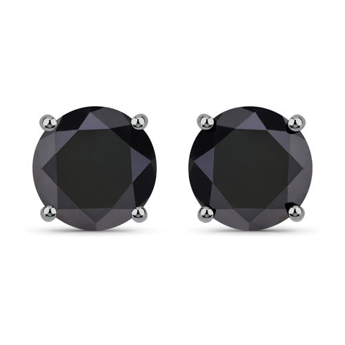 5.41 Carat Genuine Black Diamond 14K White Gold Earrings
