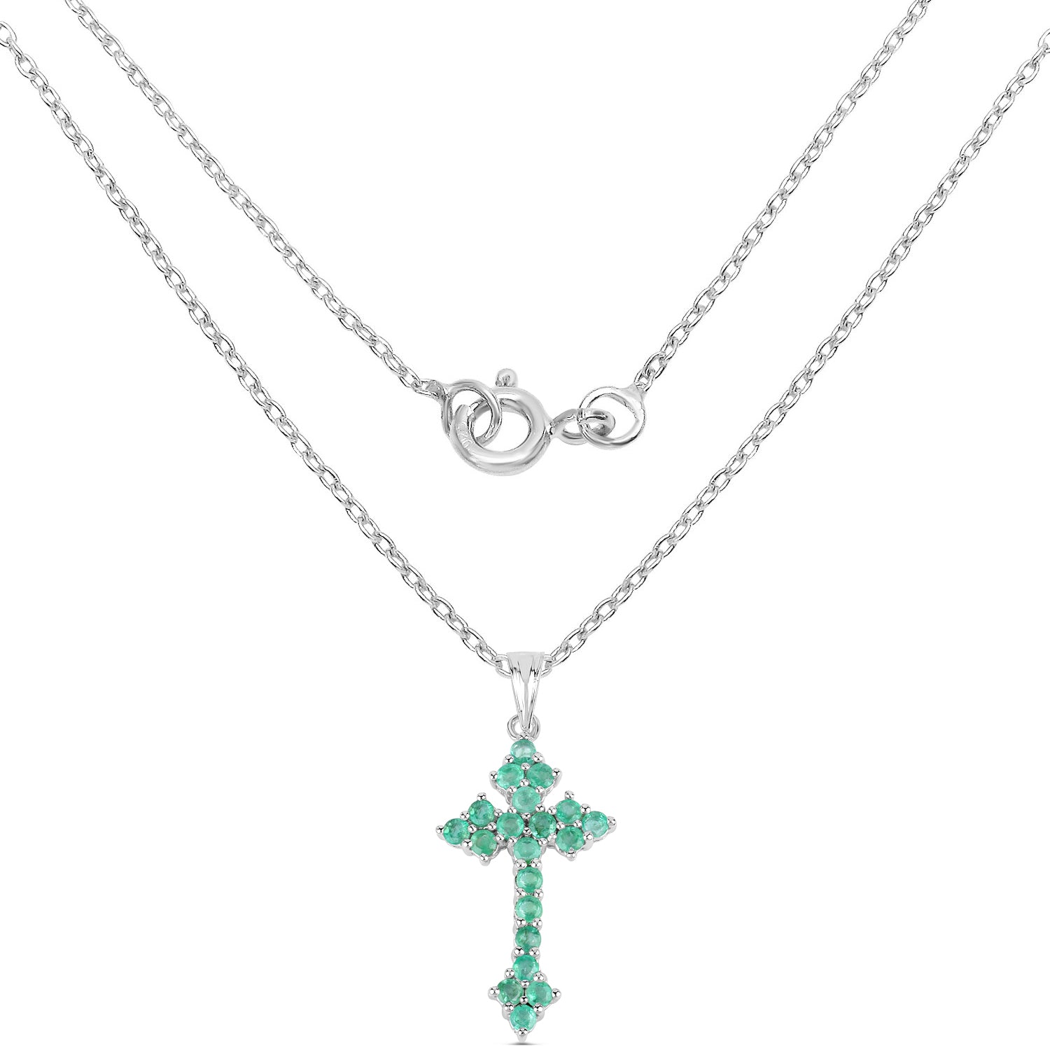2.00 Carat Genuine Zambian Emerald .925 Sterling Silver Pendant