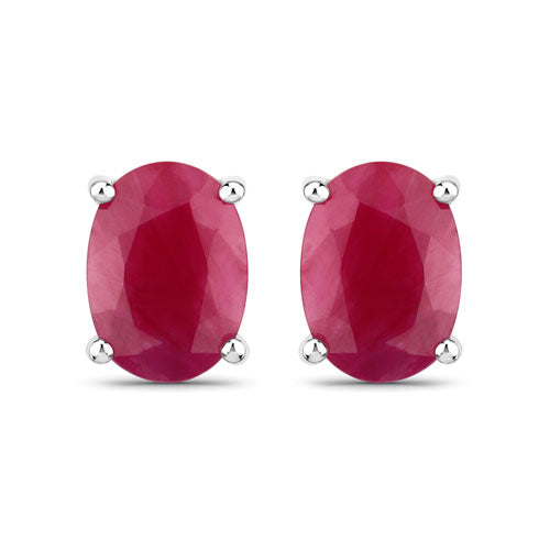 1.70 Carat Genuine Ruby 10K White Gold Earrings