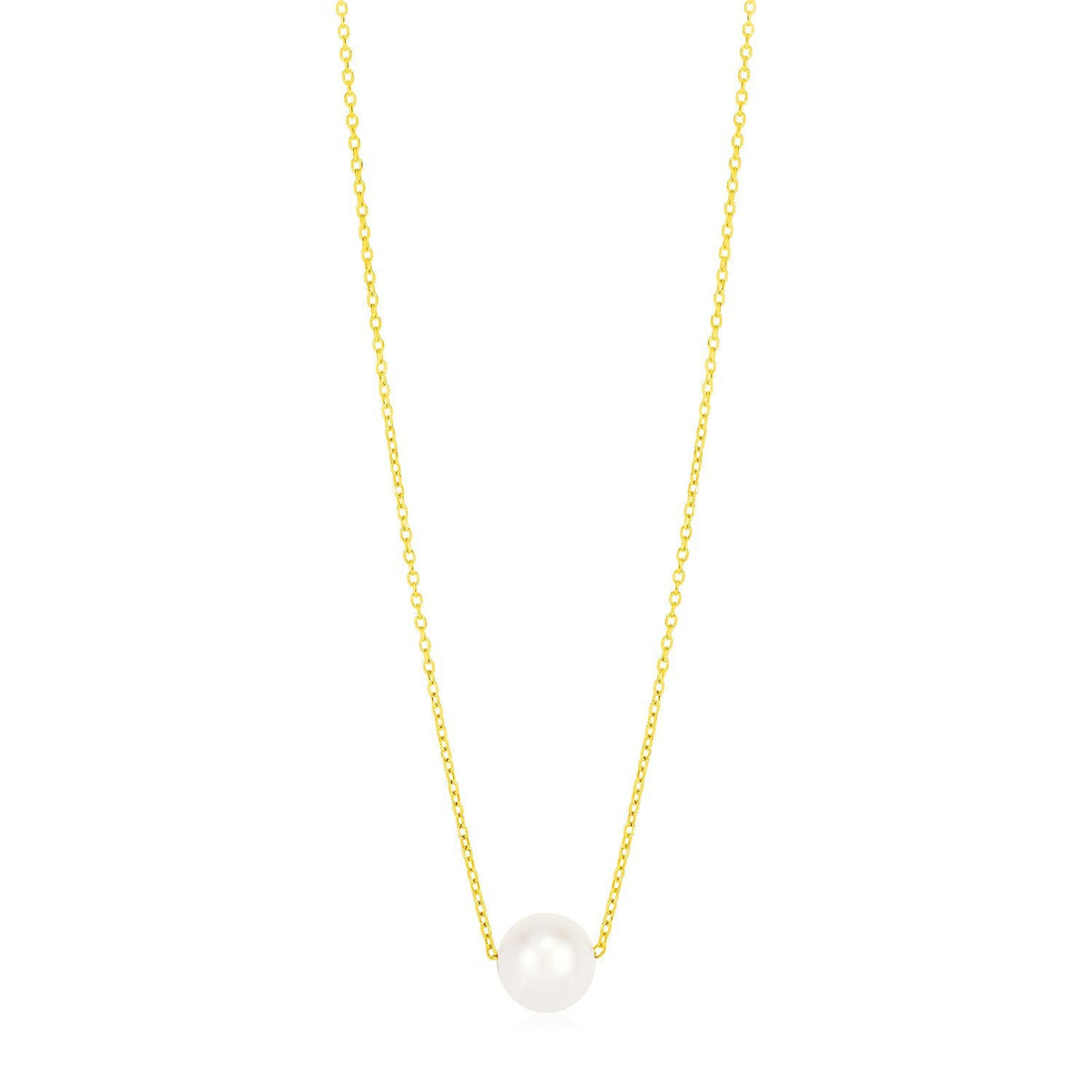 14k Yellow Gold Pearl Solitaire Necklace