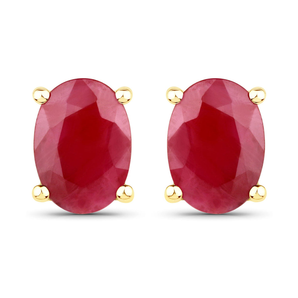 1.70 Carat Genuine Ruby 14K Yellow Gold Earrings