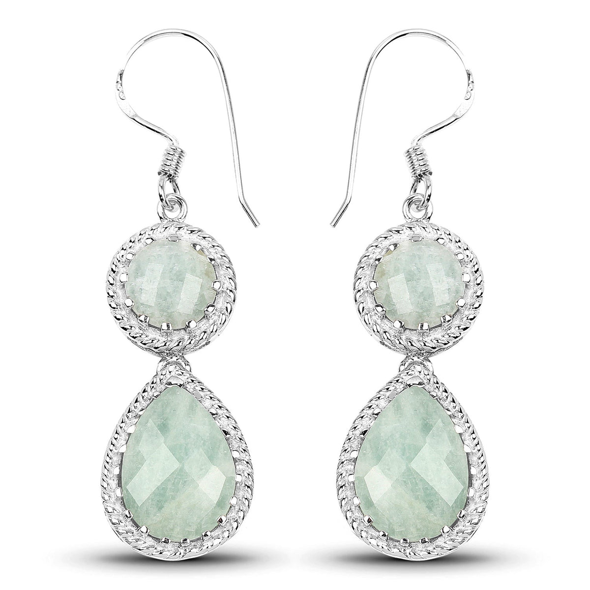 11.82 Carat Genuine Aquamarine .925 Sterling Silver Earrings