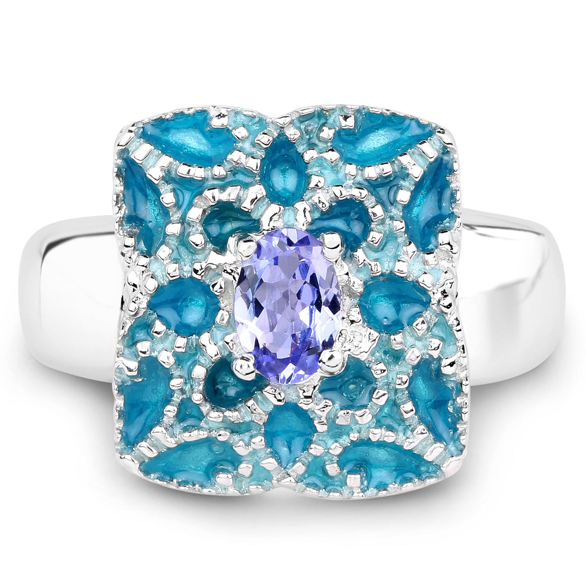 0.44 Carat Genuine Tanzanite .925 Sterling Silver Ring