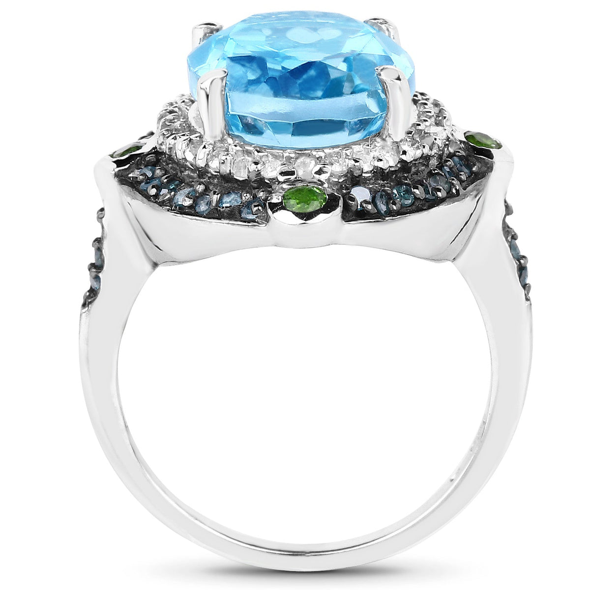 5.84 Carat Genuine Multi Stones .925 Sterling Silver Ring