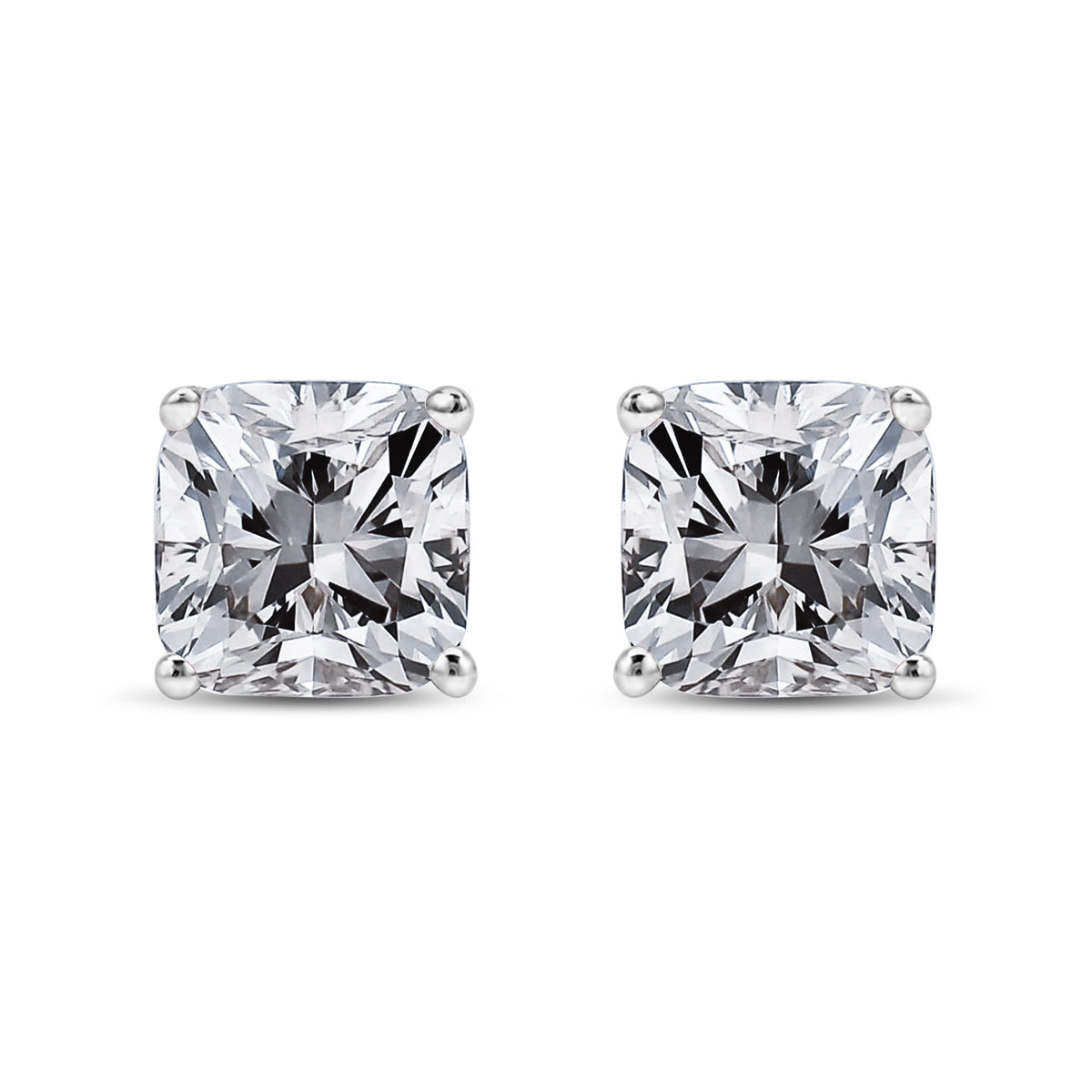 14K White Gold 1 1/2 Cttw Clarity Enhanced Princess Cut Diamond Solitaire Stud Earrings (I-J Color, I1-I2 Clarity)