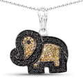 0.89 Carat Genuine Black Diamond and Yellow Diamond .925 Sterling Silver Pendant