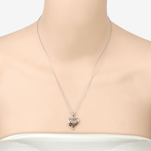 0.55 Carat Genuine Garnet and Black Spinel .925 Sterling Silver Pendant