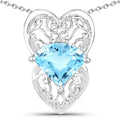 4.65 Carat Genuine Swiss Blue Topaz .925 Sterling Silver Pendant
