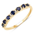 0.43 Carat Genuine Blue Sapphire and White Diamond 14K Yellow Gold Ring