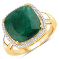 5.14 Carat Dyed Emerald and White Diamond .925 Sterling Silver Ring
