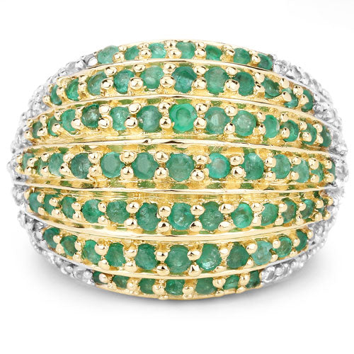2.16 Carat Genuine Zambian Emerald and White Topaz .925 Sterling Silver Ring