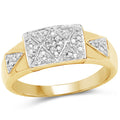 14K Yellow Gold Plated 0.21 Carat Genuine White Diamond .925 Sterling Silver Ring
